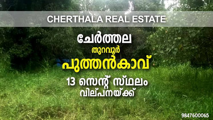 13 Cent House Plot For Sale in Puthankavu, Thuravoor, Cherthala Taluk